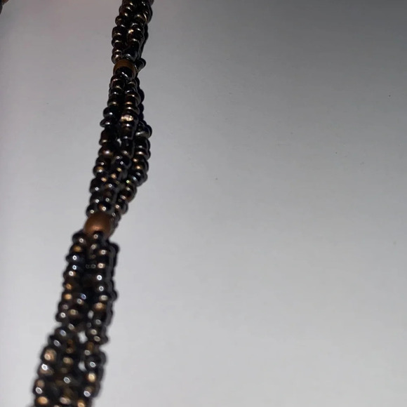 Seed Bead Druzy Triple Strand 24 Inch Necklace Metallic Natural Stone Layered - Picture 8 of 9